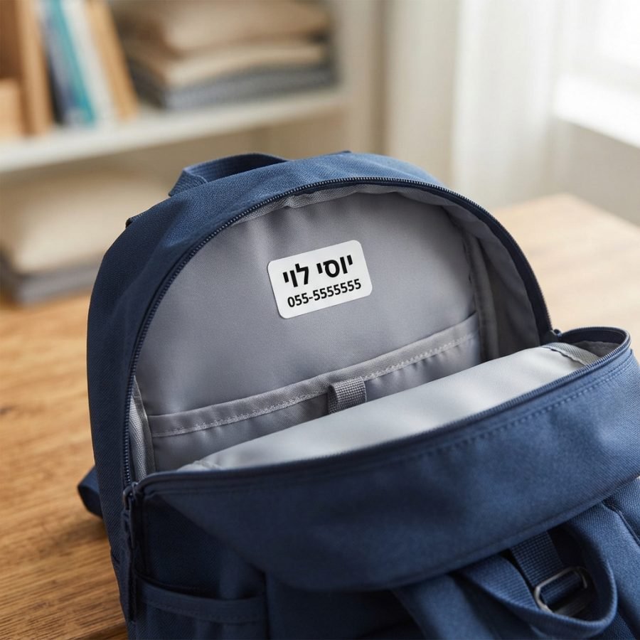 תווית שם על תיק בית ספר