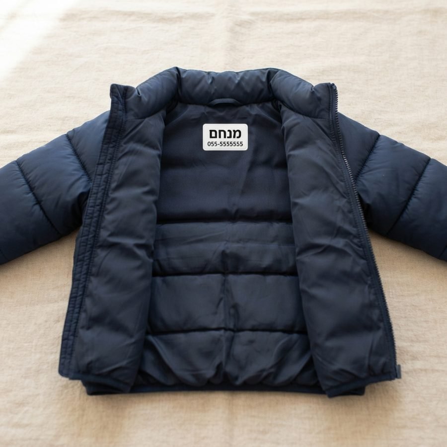 תווית שם על מעיל של ילד