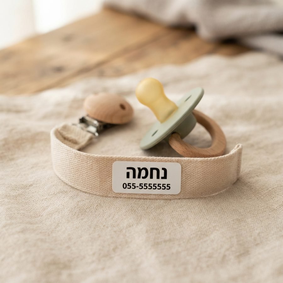 תווית שם על מחזיק מוצץ